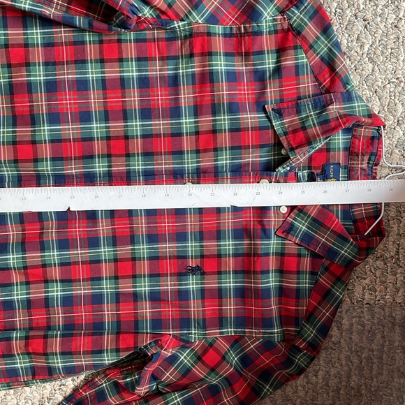 Polo Ralph Lauren Button Up Boys L (14-16) Red Green Plaid Cotton Long Sleeve - Picture 10 of 11